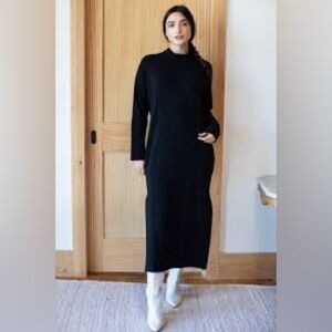 Emerson Fry | Midi/Maxi Black Mockneck Cozy Dress Small Winter Quiet Luxury